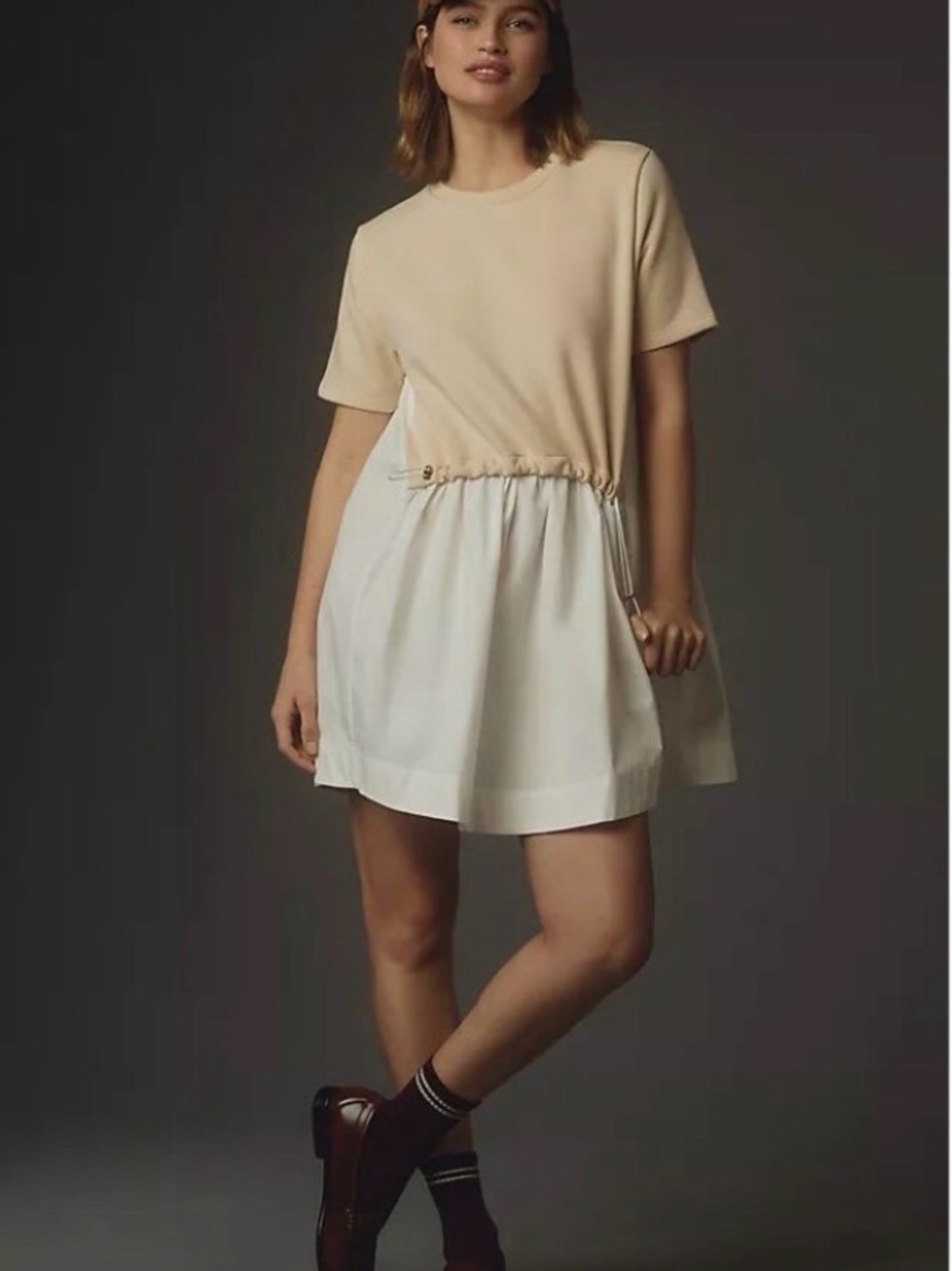 NWT anthropology Pilcro Blush Beige Crewneck Sweatshirt dress